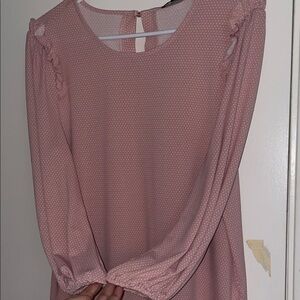 Adrianna Papell Pink Polka Dot Ruffle Sleeve Top Tag